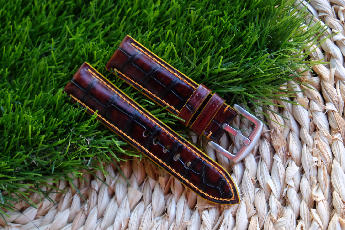 BESPOKE GENUINE BROWN CROCODILE SKIN LEATHER STRAP HDCS86