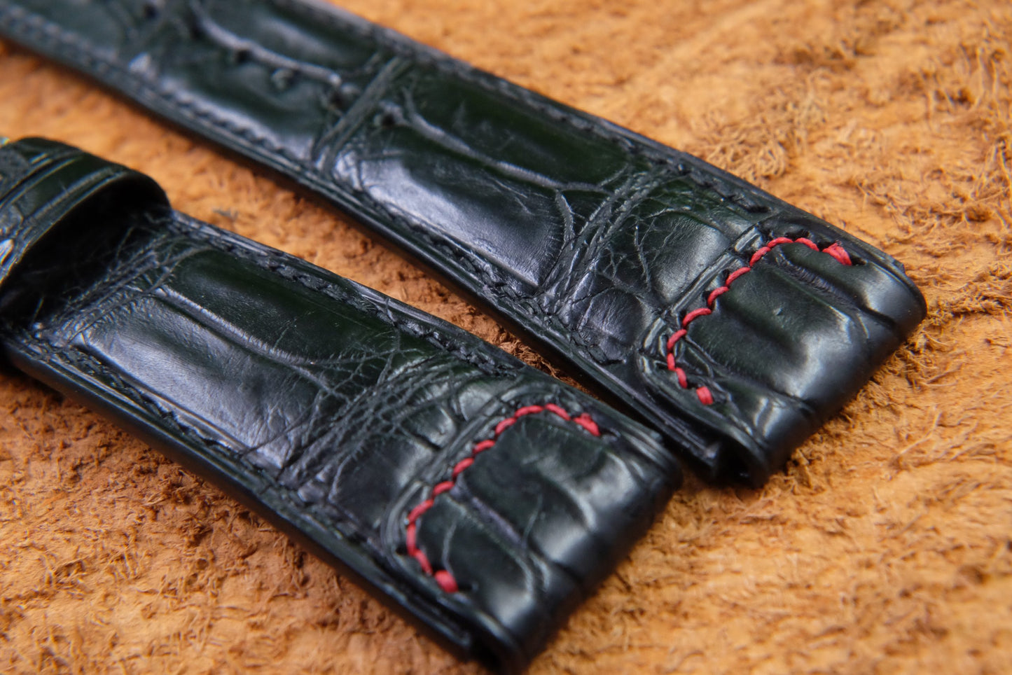 BESPOKE GENUINE BLACK CROCODILE SKIN LEATHER STRAP HDCS77