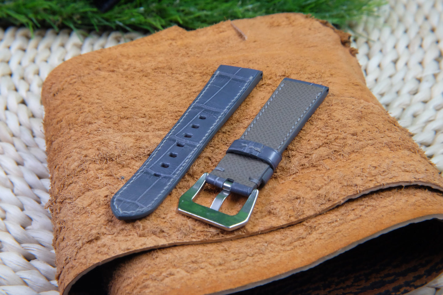 BESPOKE GENUINE GREY CROCODILE SKIN LEATHER STRAP HDCS83