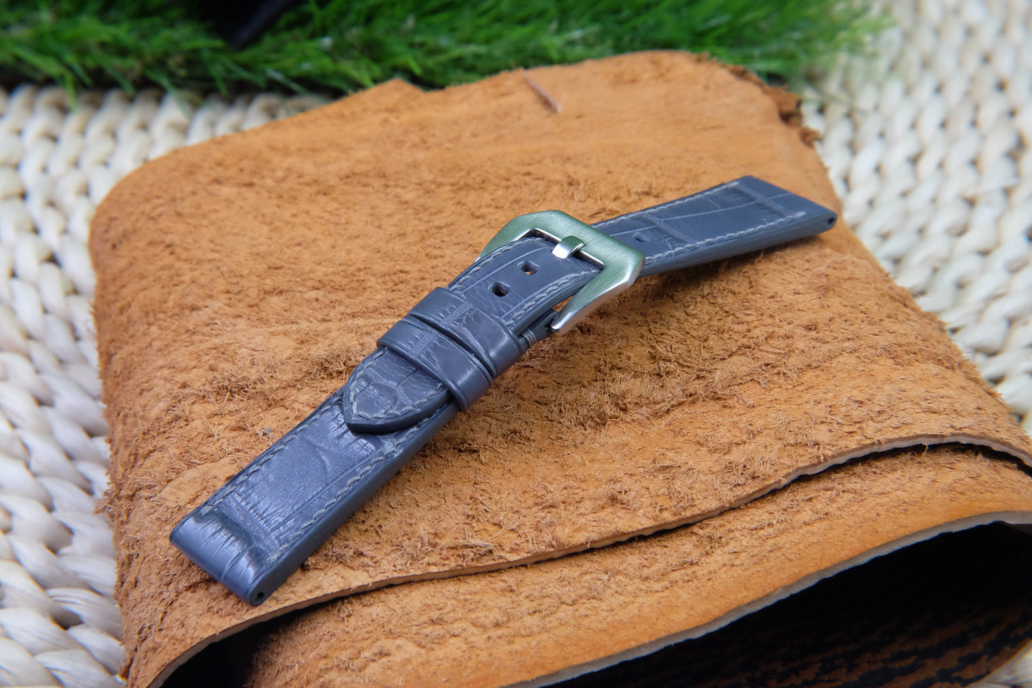BESPOKE GENUINE GREY CROCODILE SKIN LEATHER STRAP HDCS83