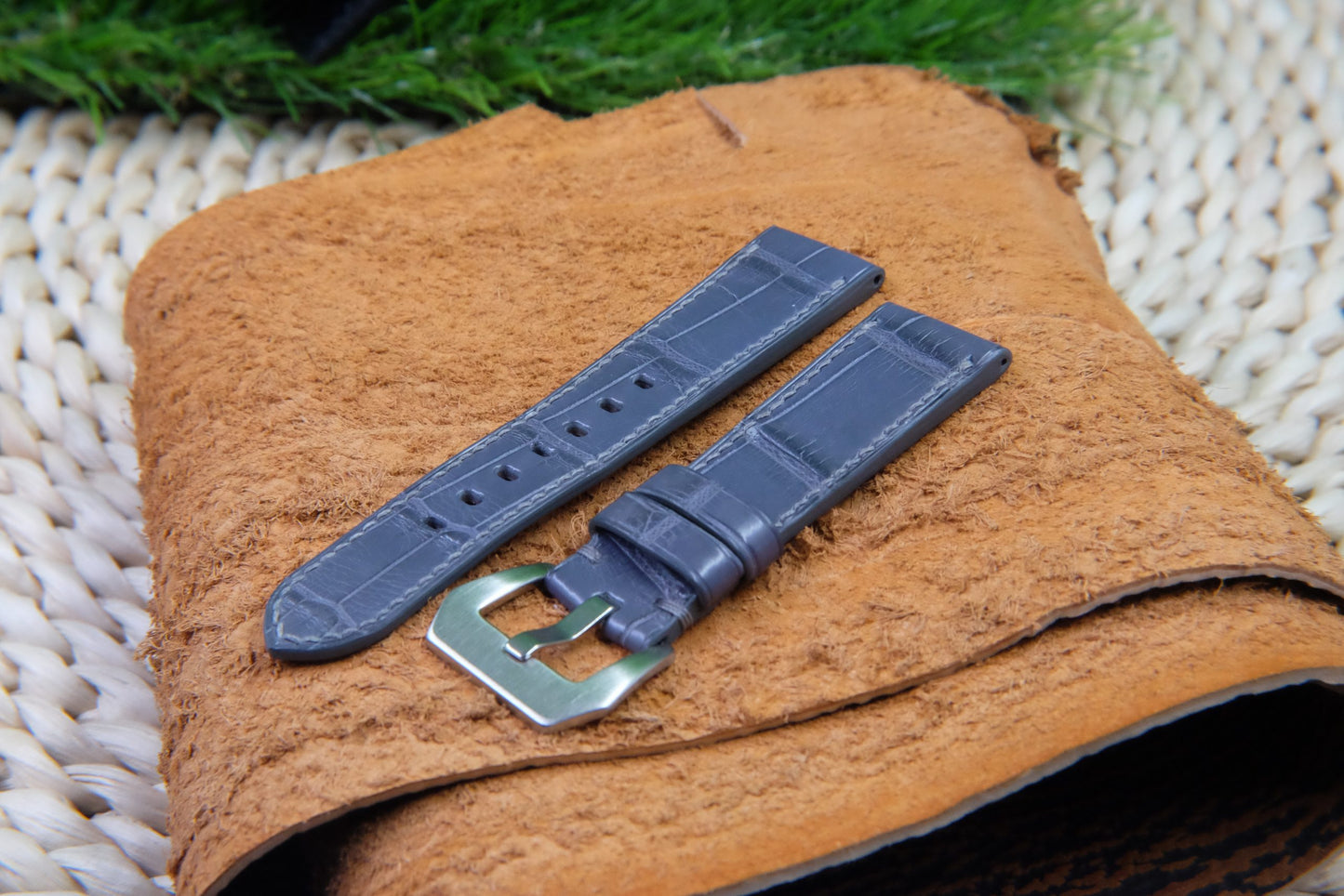 BESPOKE GENUINE GREY CROCODILE SKIN LEATHER STRAP HDCS83