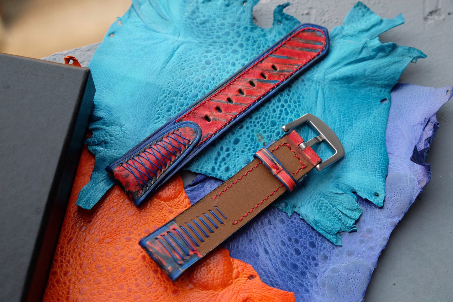 Hand dyed leather watch strap HDCLE75