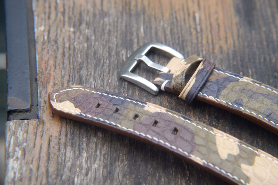 Olive green camo crocodile leather watch strap HDCCD115
