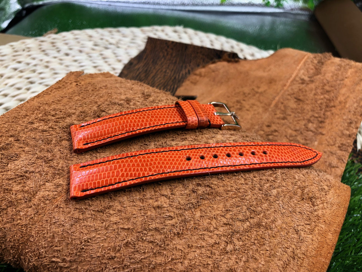 Orange Spanish lizard watch strap HDLZ33