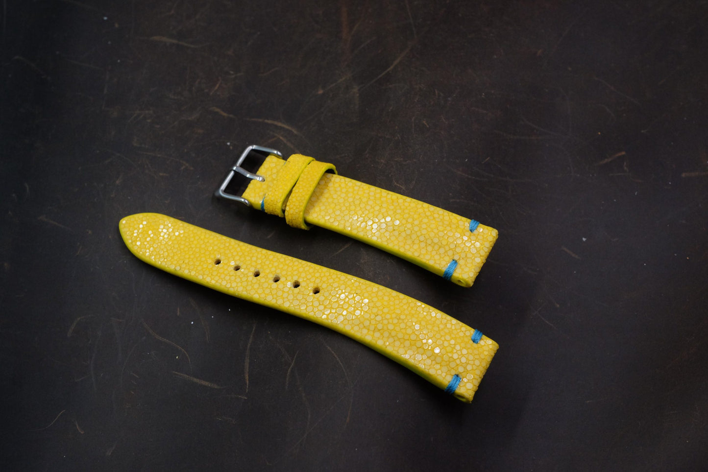 Yellow no pearl stingray leather watch strap HDST137