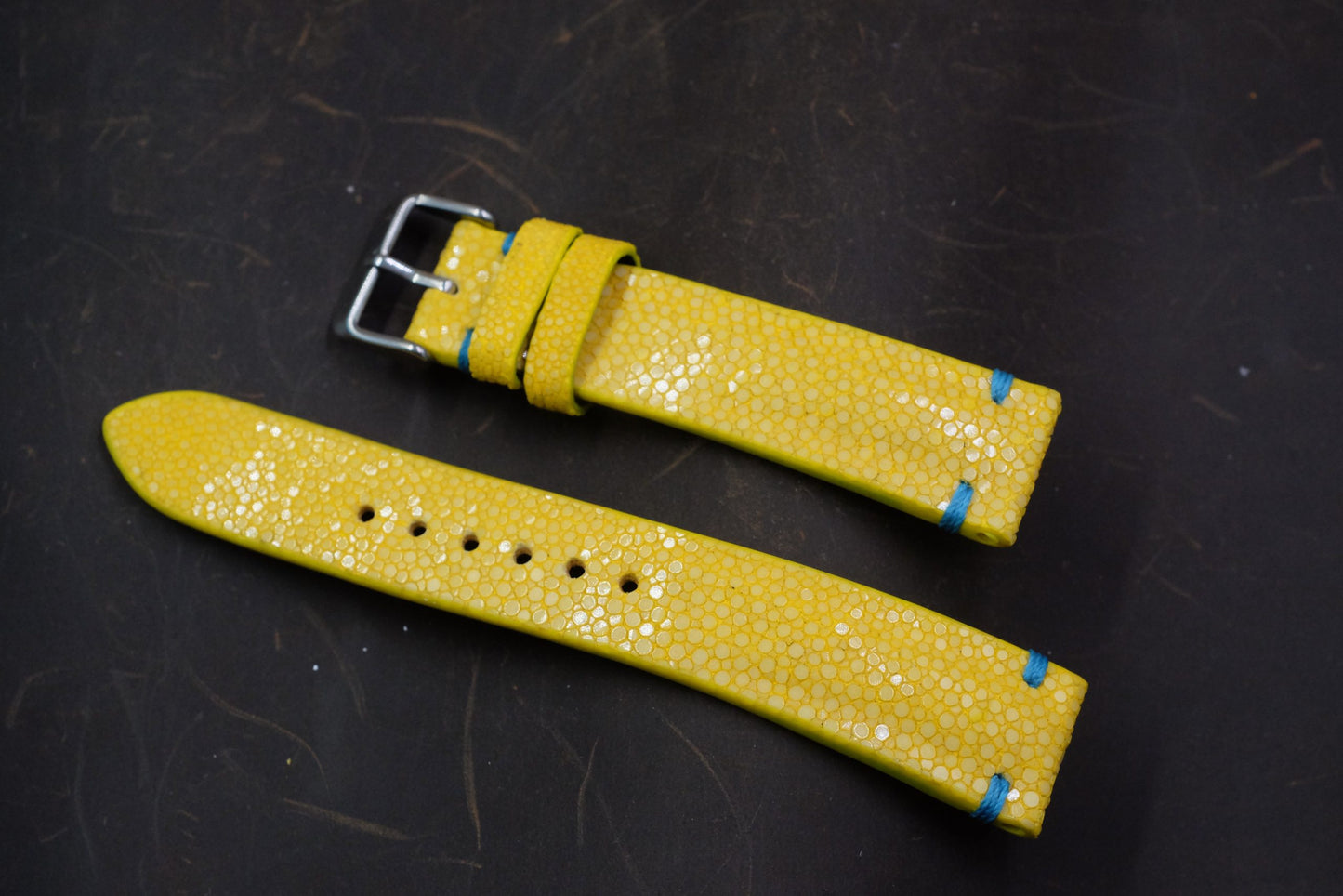 Yellow no pearl stingray leather watch strap HDST137