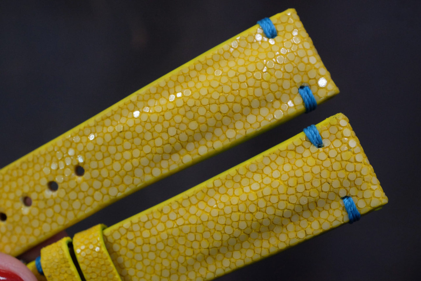 Yellow no pearl stingray leather watch strap HDST137