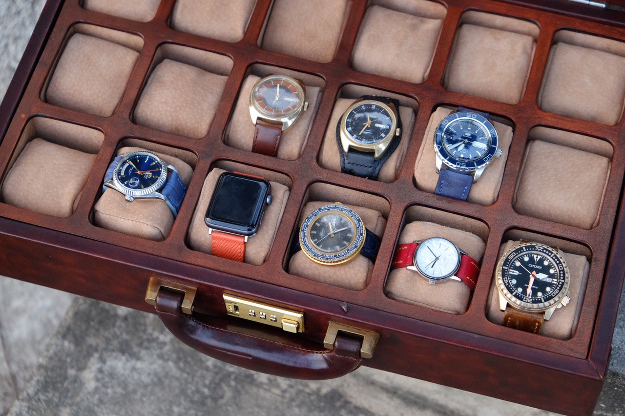 BESPOKE GENUINE BROWN LEATHER WATCH BOX FOR 18 WATCHES HDBWB01
