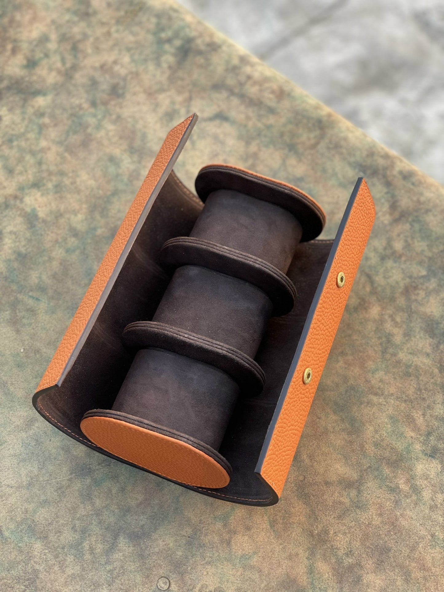 Orang Italian Togo leather 3 watch roll HDTGWR01