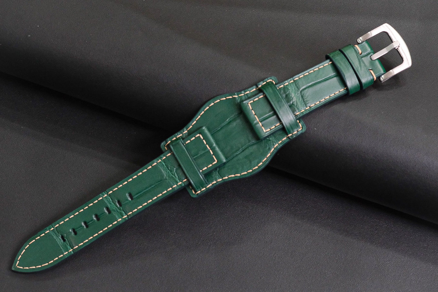 Green crocodile leather bund strap HDCCD114