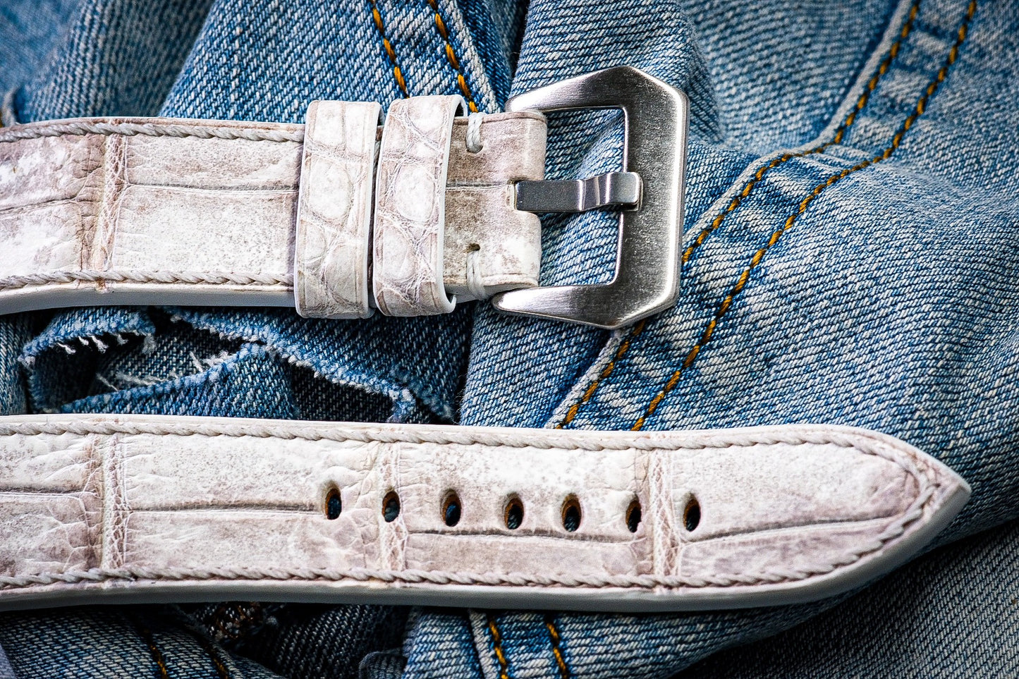 BESPOKE GENUINE HIMALAYA CROCODILE LEATHER WATCH STRAP BAND FOR PANERAI HDPAM19