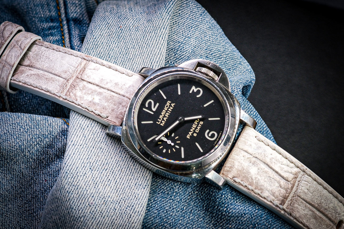 BESPOKE GENUINE HIMALAYA CROCODILE LEATHER WATCH STRAP BAND FOR PANERAI HDPAM19