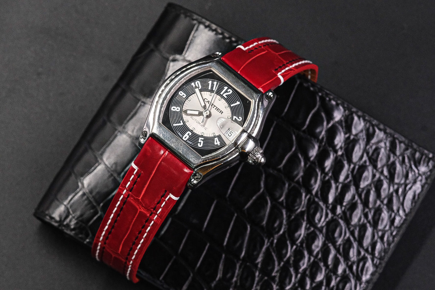 RED CROCODILE SKIN LEATHER WATCH STRAP HDCS40