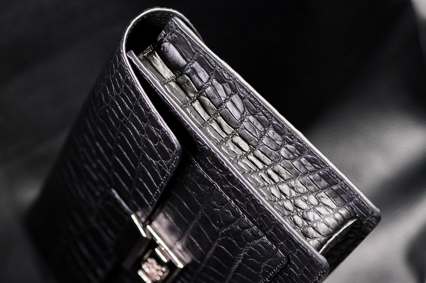 Black crocodile leather man clutch HDWA64
