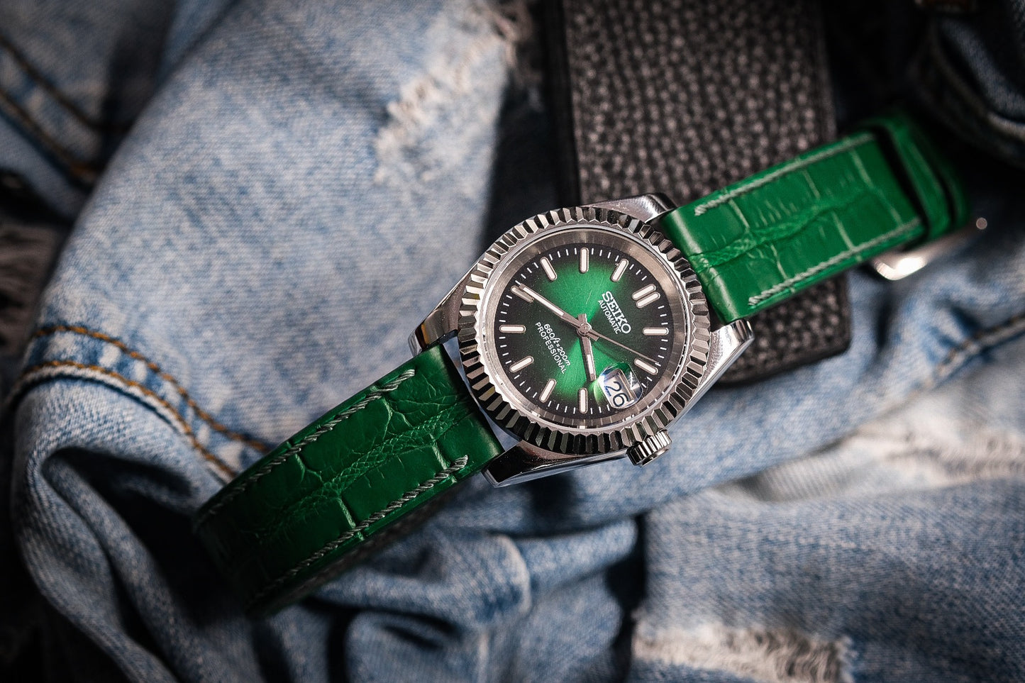 Green crocodile leather strap HDCSNS20