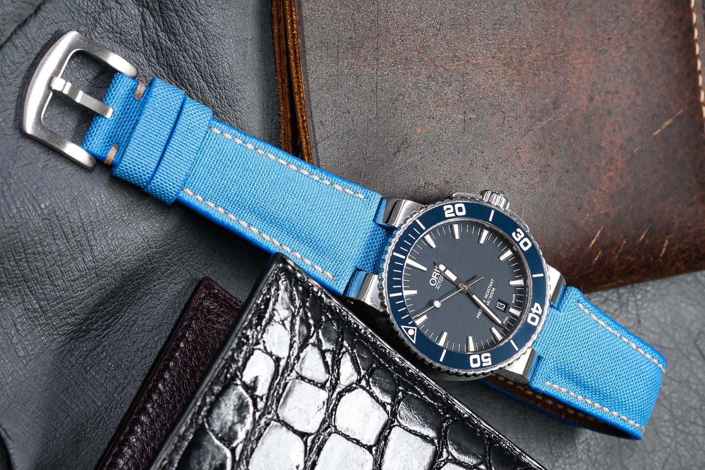 Custom turquoise canvas leather for Oris HDCVS16