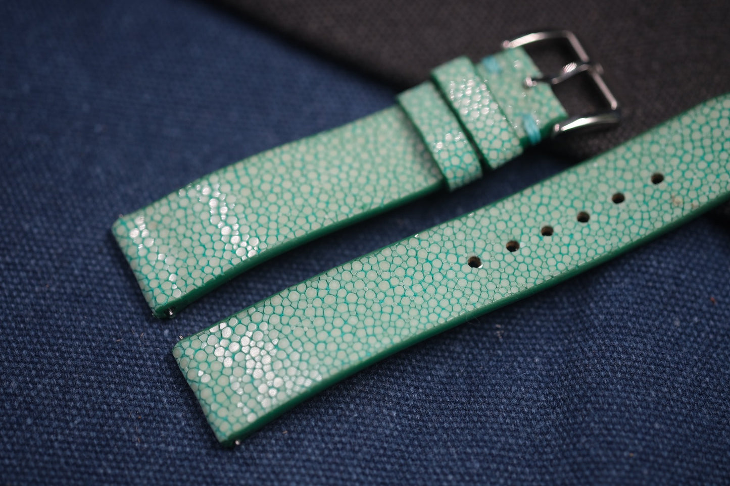 TEAL BLUE STINGRAY LEATHER STRAP RD73