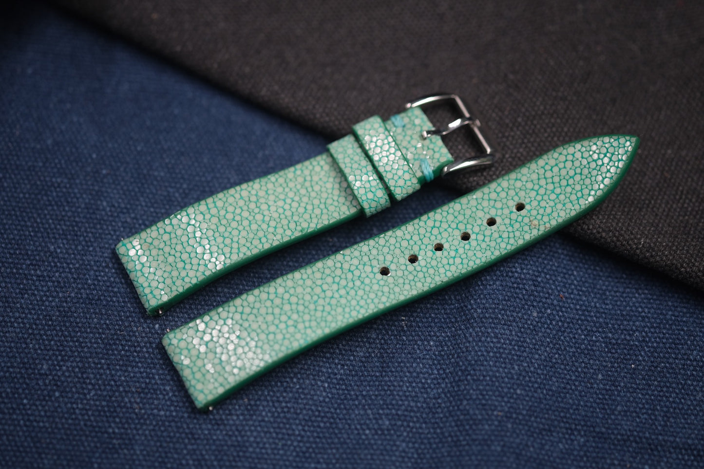 TEAL BLUE STINGRAY LEATHER STRAP RD73