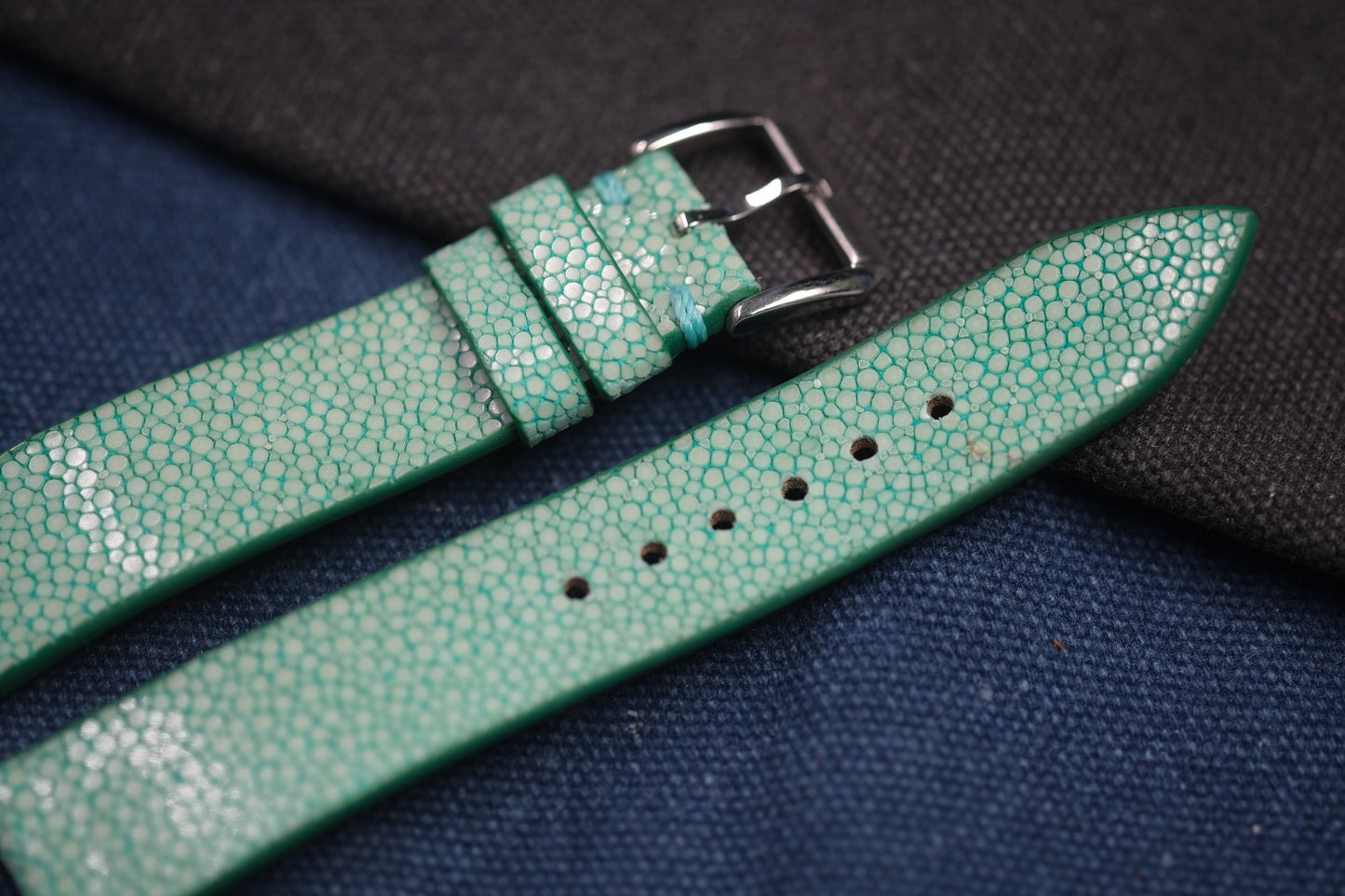 TEAL BLUE STINGRAY LEATHER STRAP RD73