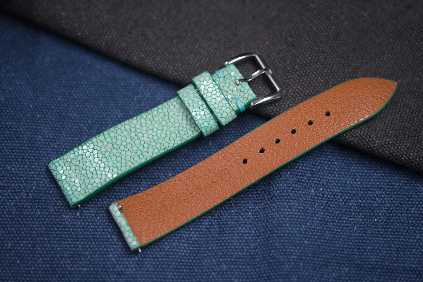 TEAL BLUE STINGRAY LEATHER STRAP RD73