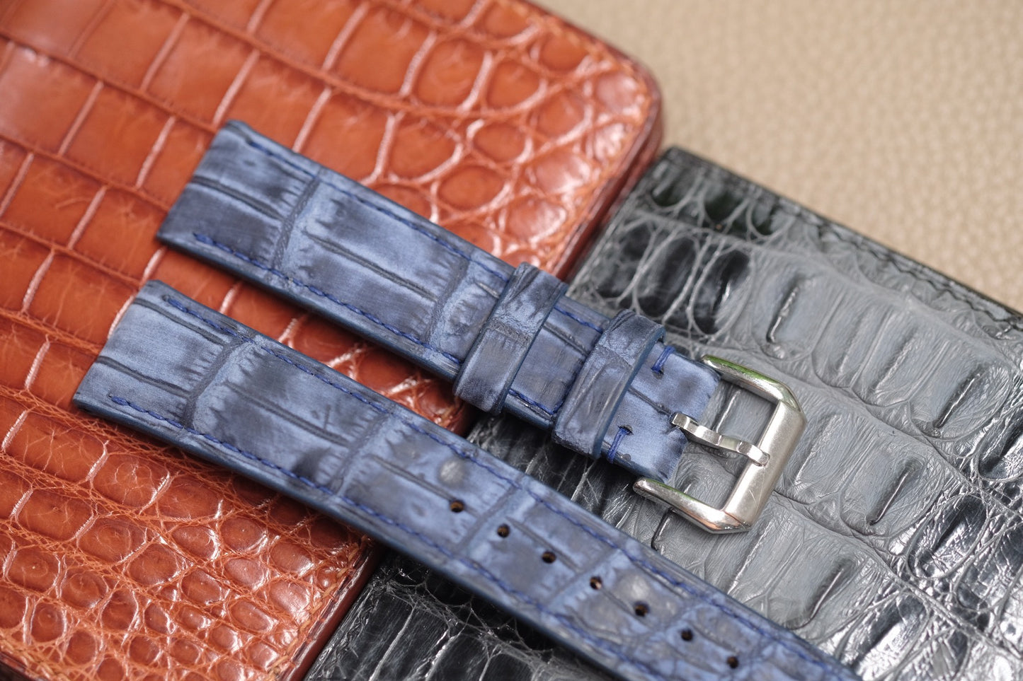 GREY NUBUCK CROCODILE LEATHER WATCH STRAP RD111