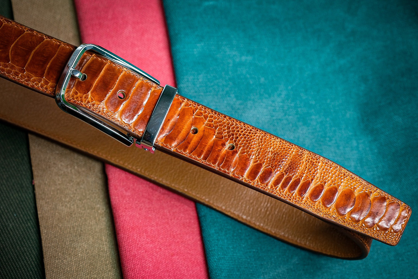 BESPOKE GENUINE BROWN OSTRICH LEG SKIN LEATHER MAN BELT HDBE19
