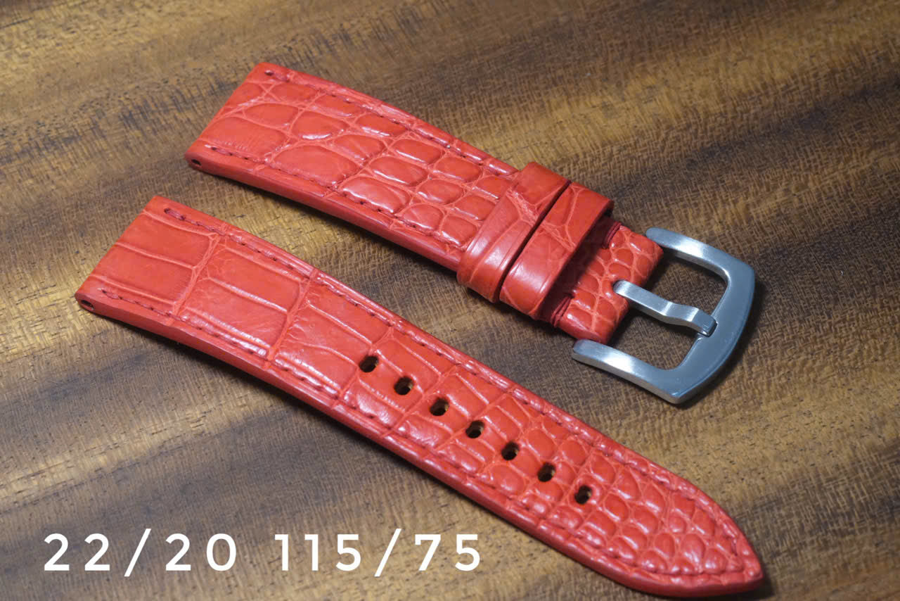 RED CROCODILE LEATHER WATCH STRAP RD140