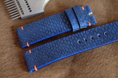 BESPOKE GENUINE BLUE BEAVER TAIL LEATHER WATCH STRAP HDLE01