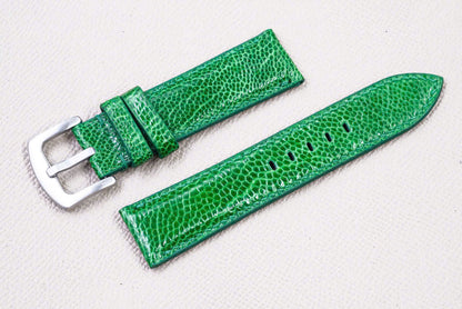 GREEN OSTRICH LEATHER WATCH STRAP RD143