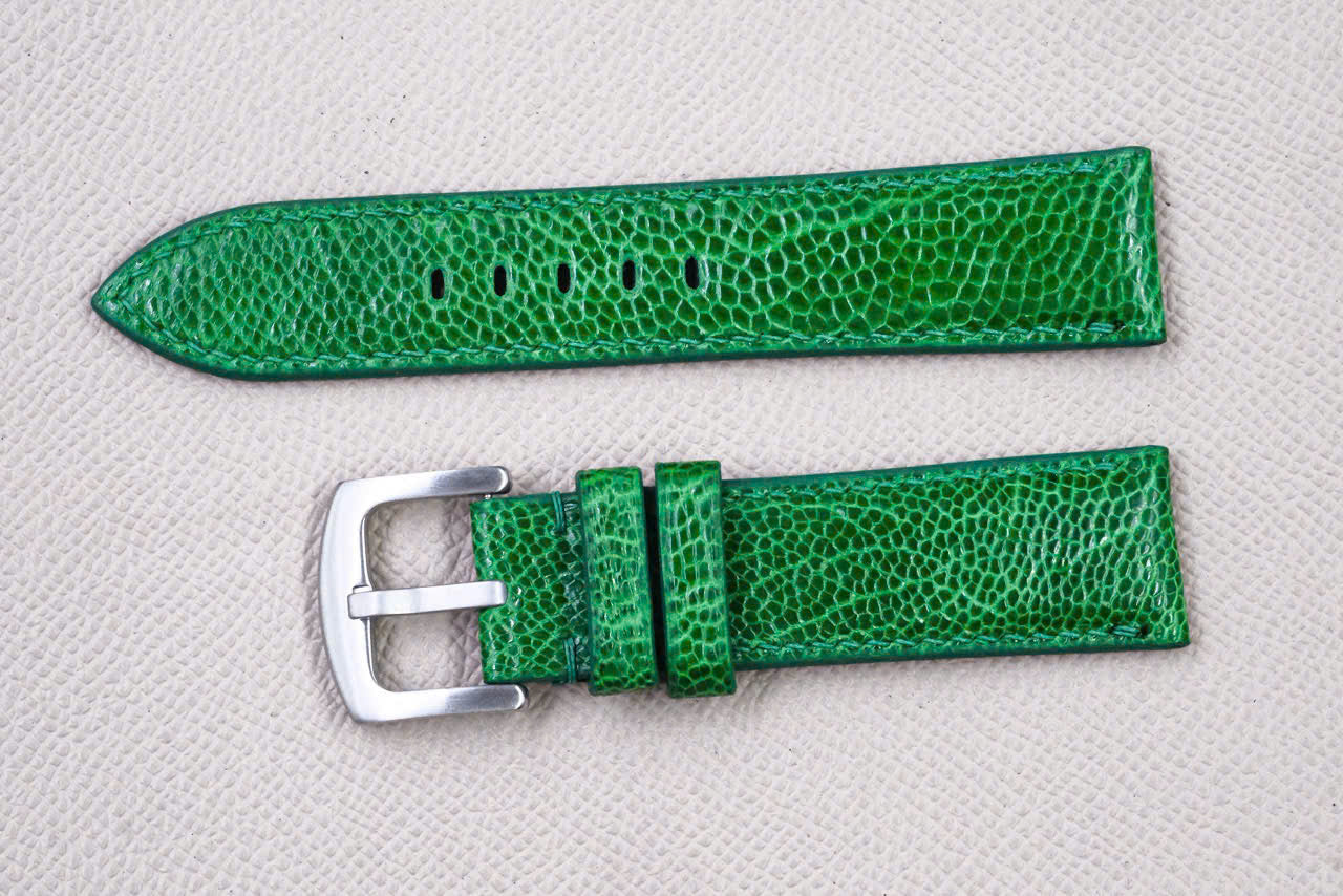 GREEN OSTRICH LEATHER WATCH STRAP RD143