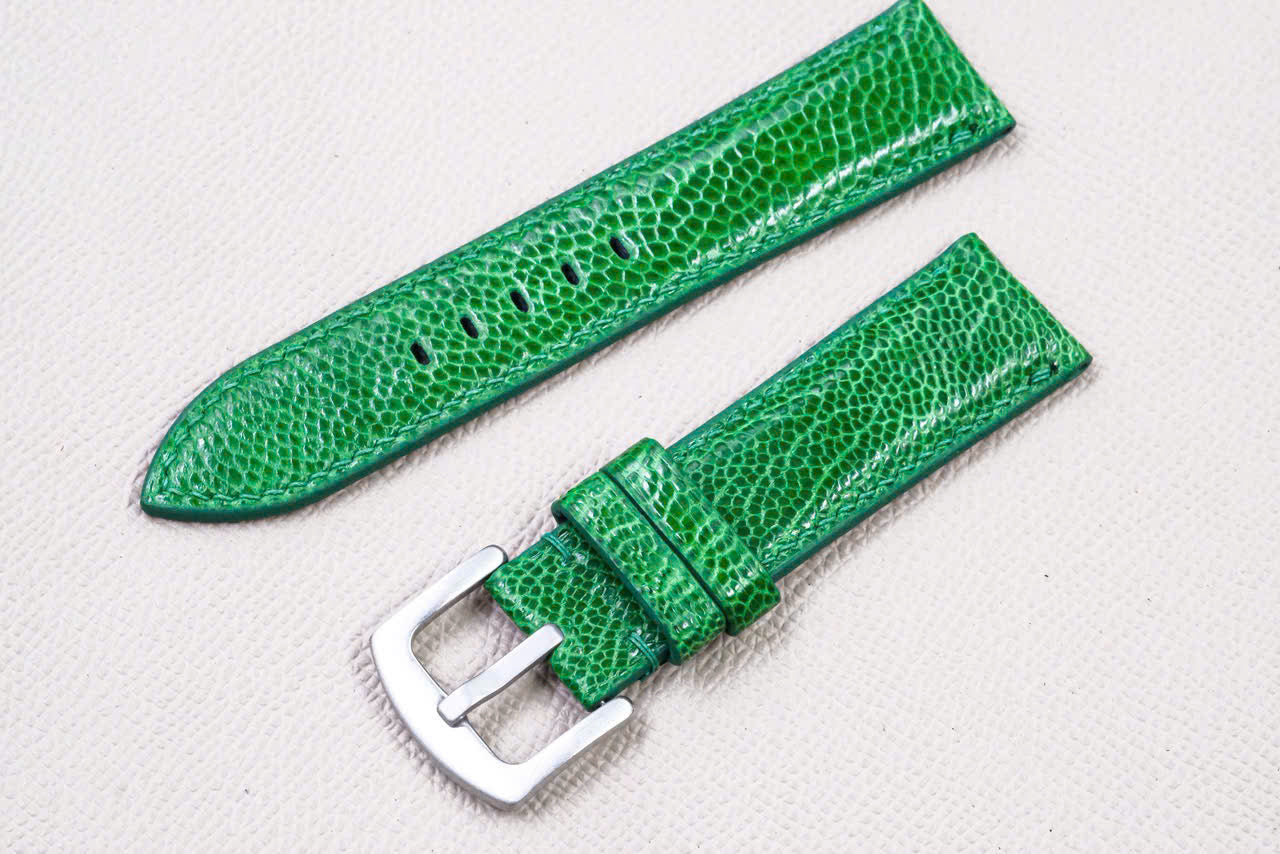 GREEN OSTRICH LEATHER WATCH STRAP RD143