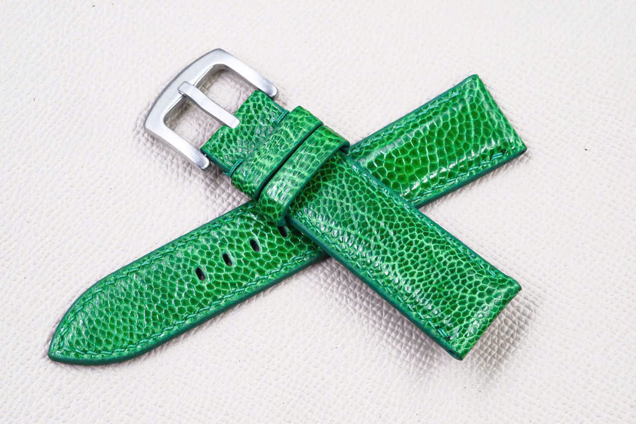 GREEN OSTRICH LEATHER WATCH STRAP RD143
