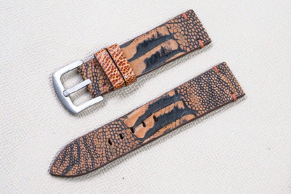 ORANGE OSTRICH LEG LEATHER WATCH STRAP RD142