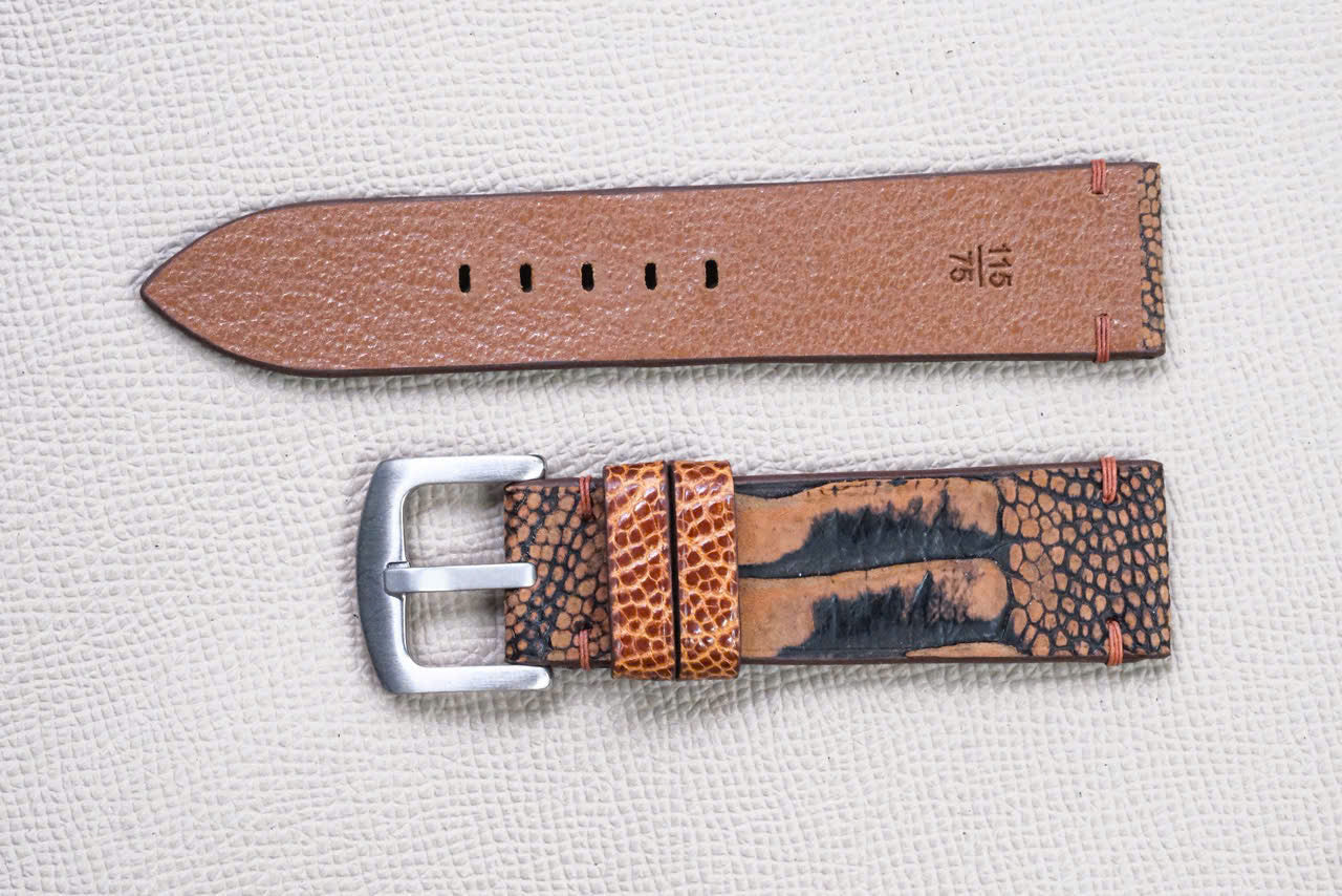 ORANGE OSTRICH LEG LEATHER WATCH STRAP RD142