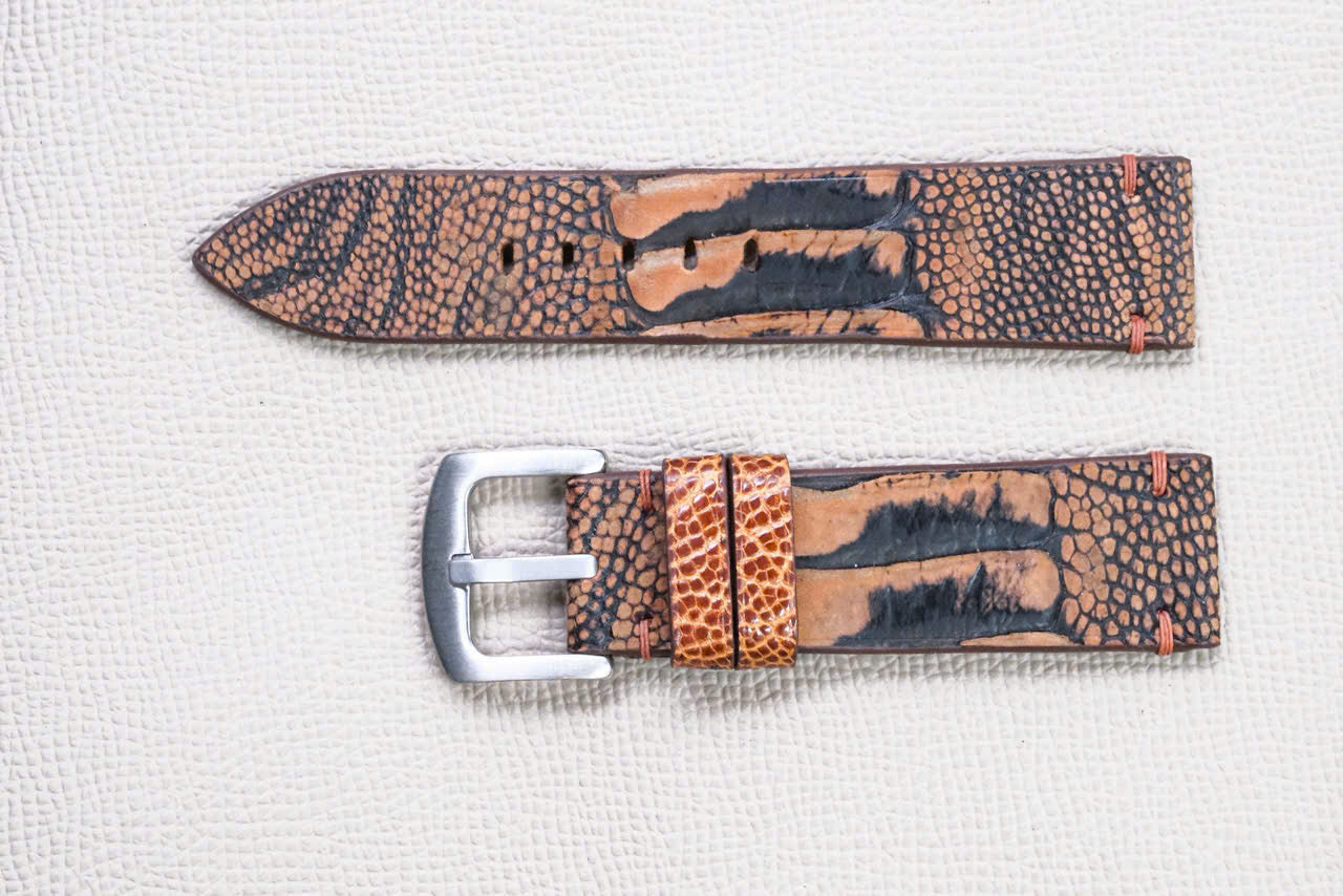 ORANGE OSTRICH LEG LEATHER WATCH STRAP RD142