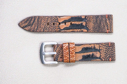 ORANGE OSTRICH LEG LEATHER WATCH STRAP RD142