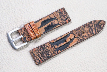 ORANGE OSTRICH LEG LEATHER WATCH STRAP RD142