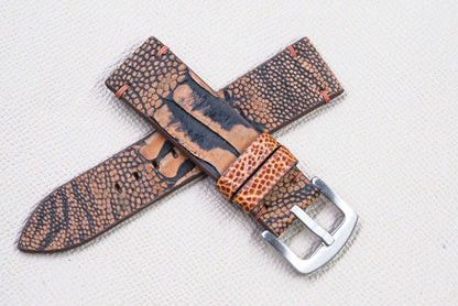 ORANGE OSTRICH LEG LEATHER WATCH STRAP RD142