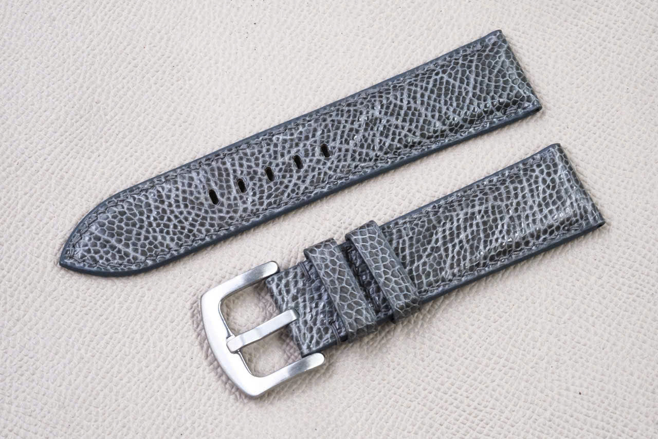 GRAY OSTRICH LEATHER WATCH STRAP RD141
