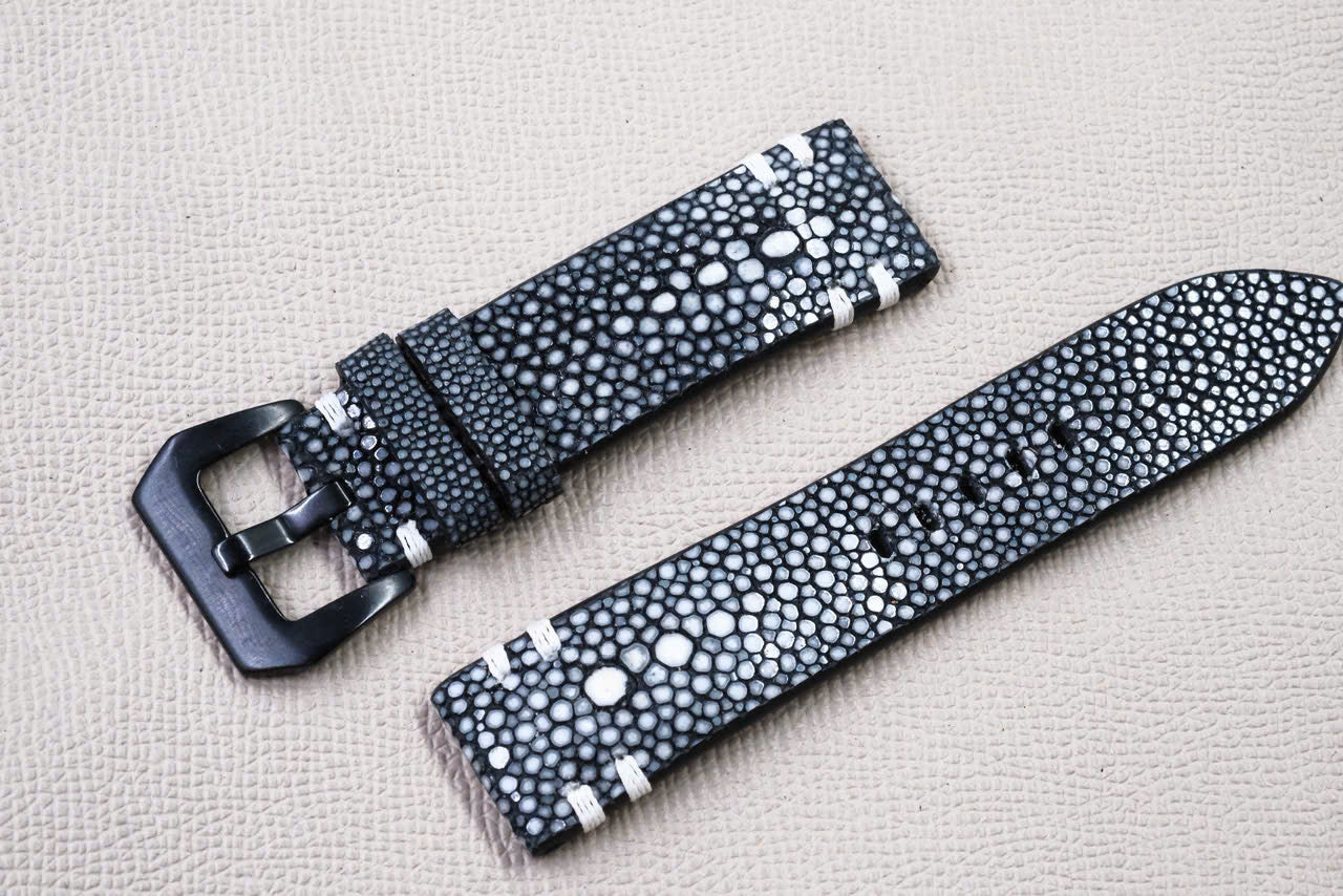 BLACK STINGRAY LEATHER WATCH STRAP RD144