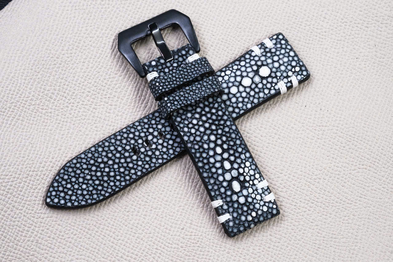 BLACK STINGRAY LEATHER WATCH STRAP RD144