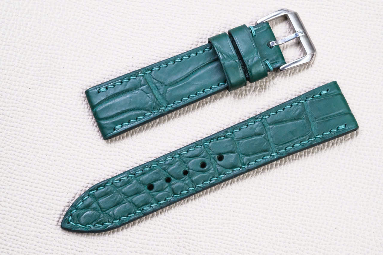 TEAL CROCODILE LEATHER WATCH STRAP RD156