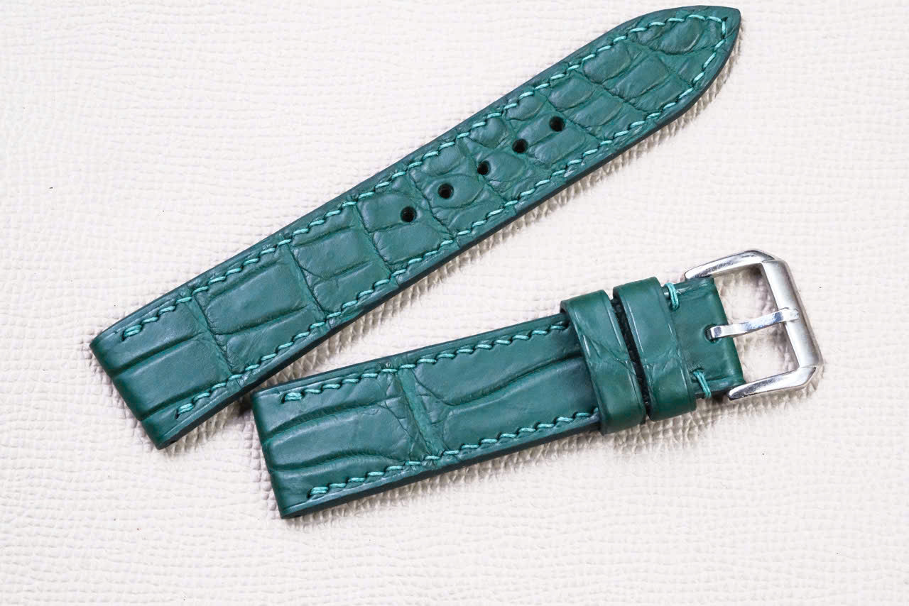 TEAL CROCODILE LEATHER WATCH STRAP RD156