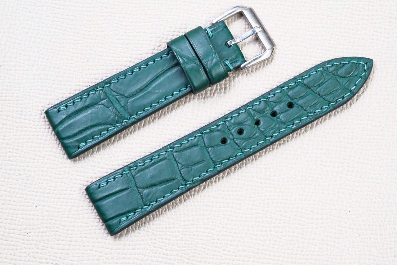 TEAL CROCODILE LEATHER WATCH STRAP RD156
