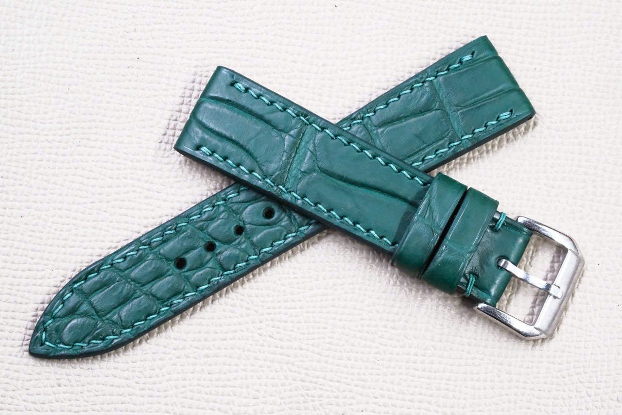 TEAL CROCODILE LEATHER WATCH STRAP RD156