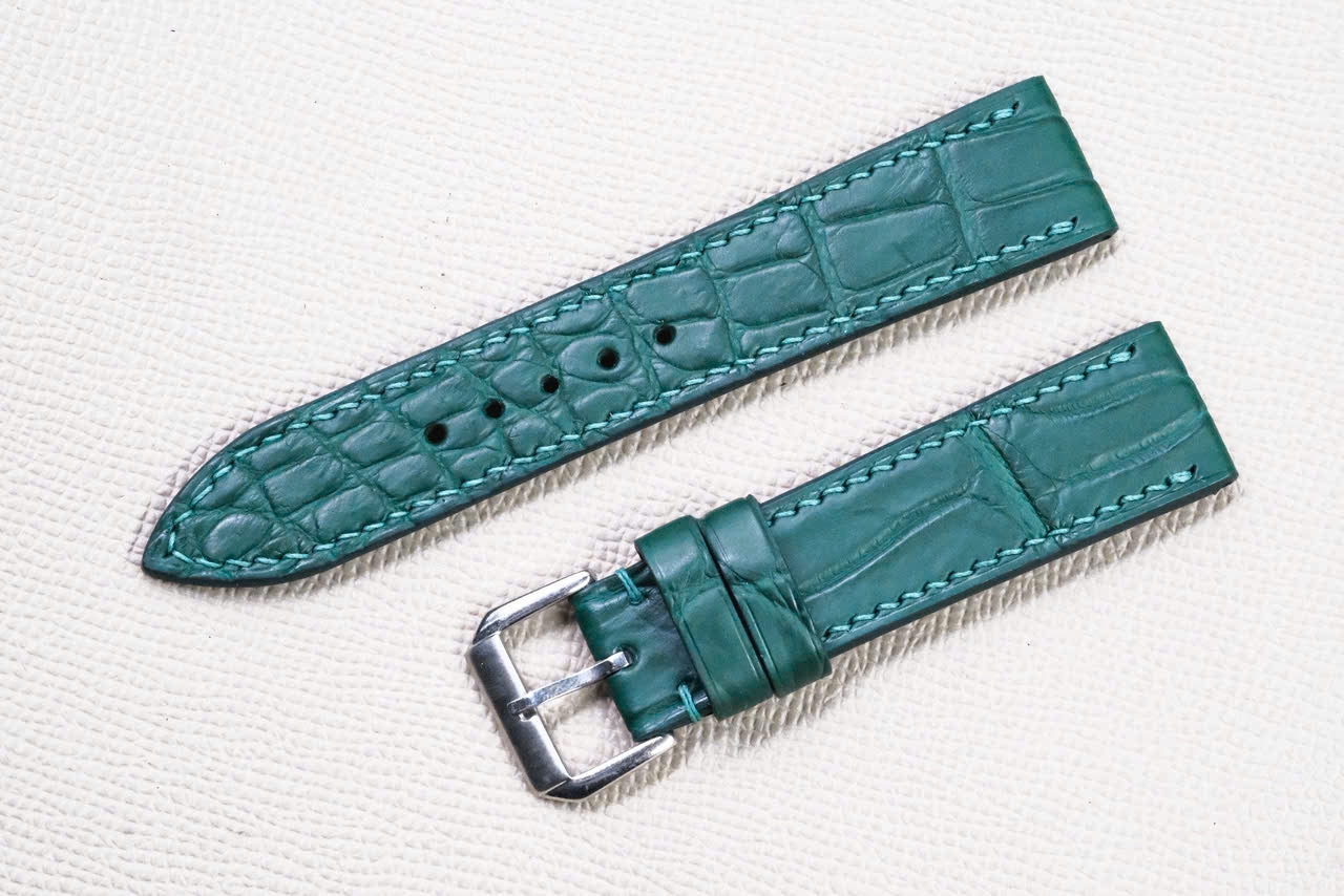 TEAL CROCODILE LEATHER WATCH STRAP RD156