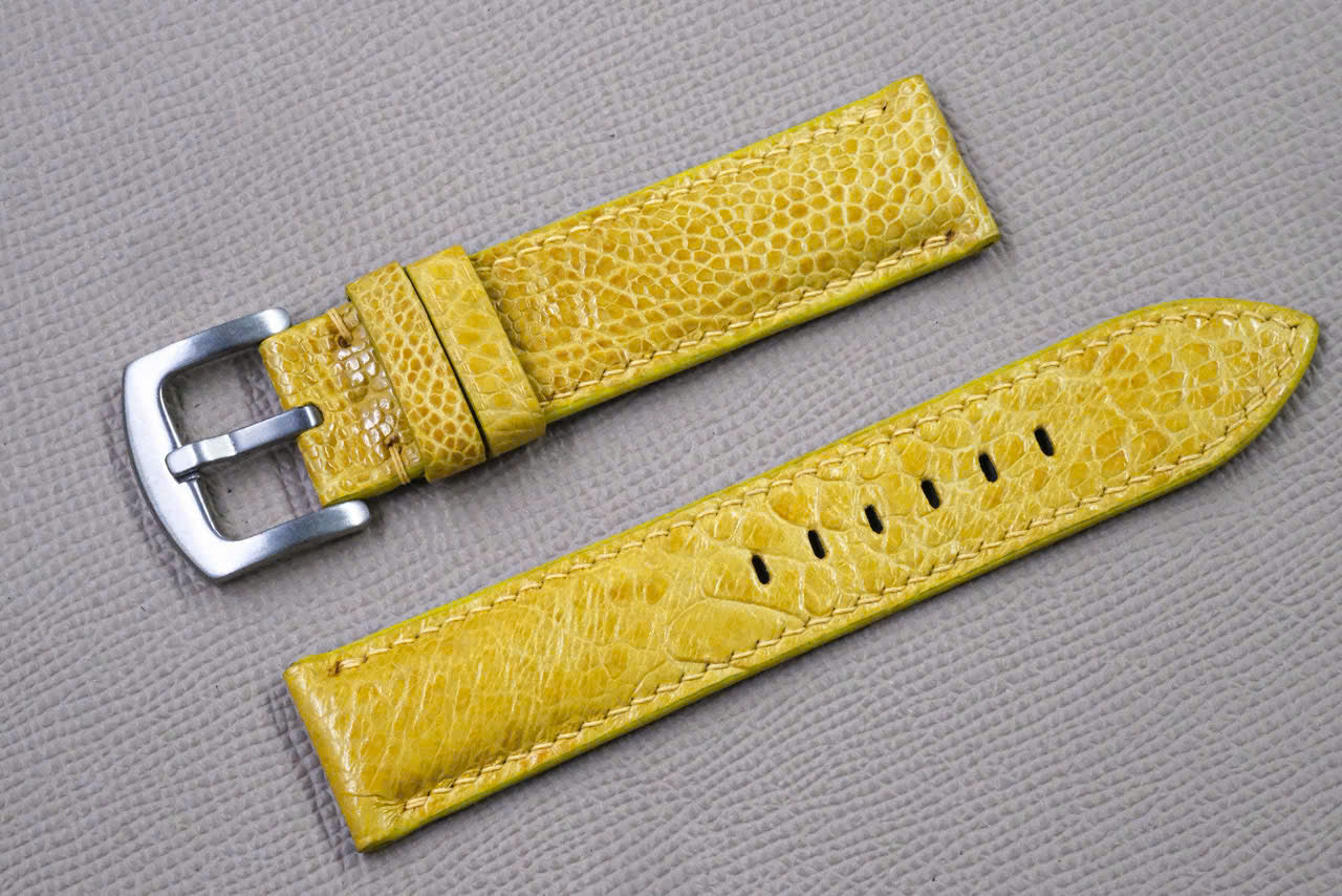 YELLOW OSTRICH LEATHER WATCH STRAP RD152