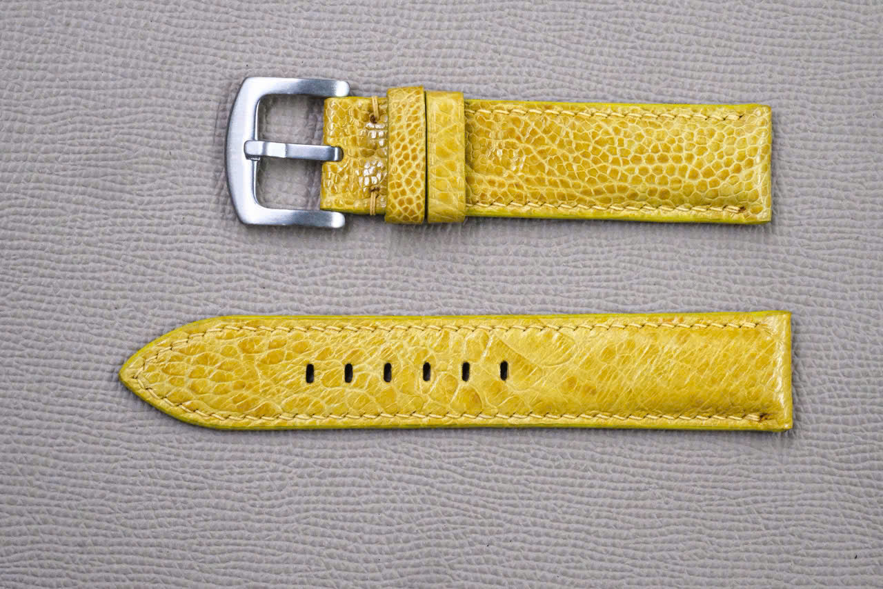 YELLOW OSTRICH LEATHER WATCH STRAP RD152