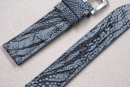 DARK GRAY OSTRICH LEG LEATHER WATCH STRAP RD155