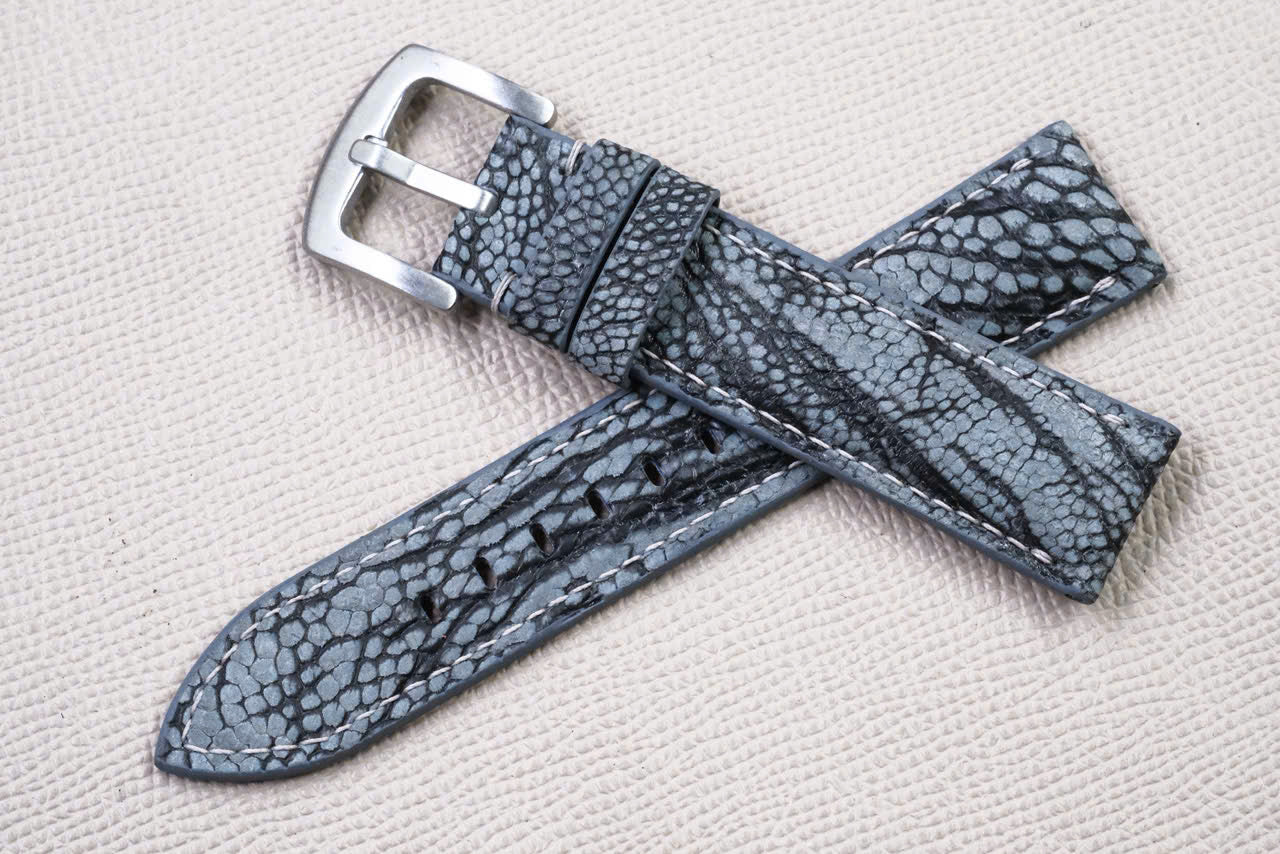 DARK GRAY OSTRICH LEG LEATHER WATCH STRAP RD155